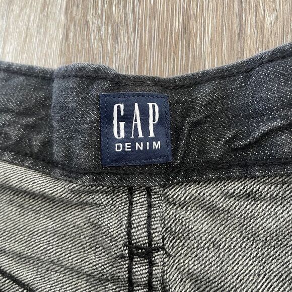 GAP Vintage Black Button Fly Denim Mini Skirt - Size: 28 - Picture 3 of 7